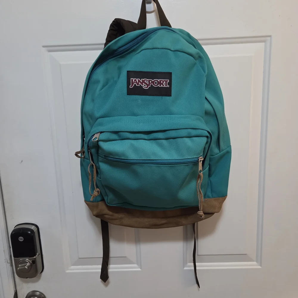JanSport Turquoise and Brown Unisex Backpack.